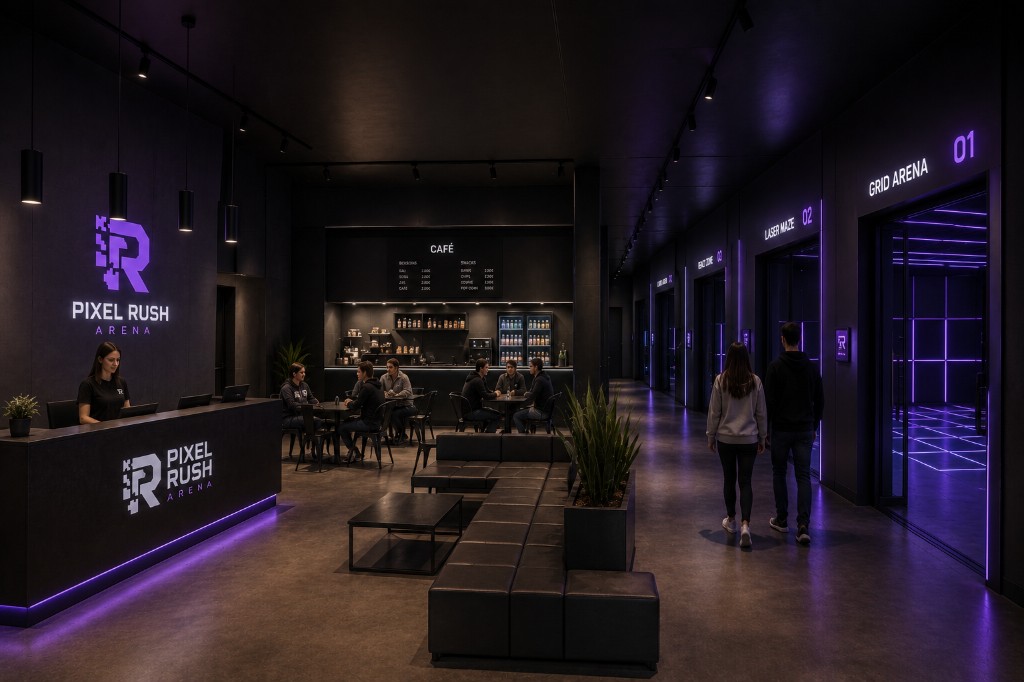 Lobby Pixel Rush Arena z café i lounge