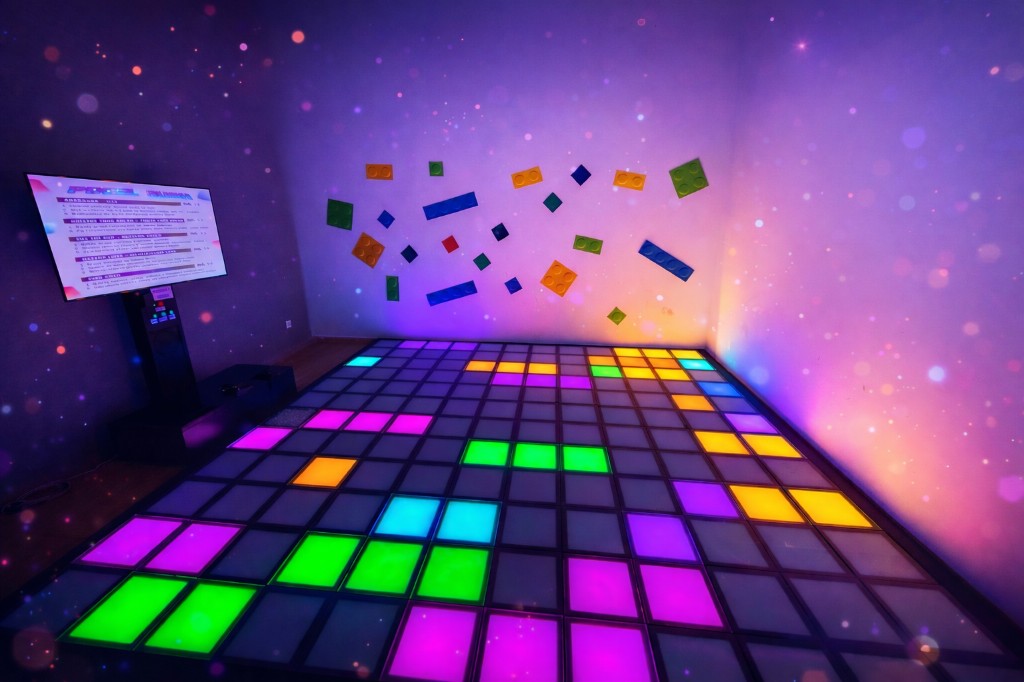 Obecna realizacja Pixel Rush w Fun Park Jelenia Góra — jedna osobna podłoga LED